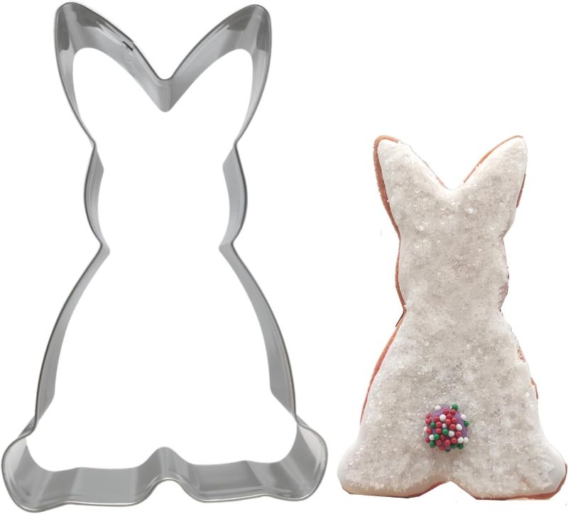 Photo 1 of 5 Inch Bunny Rabbit Cookie Cutter Shape Large Size Easter Bunny Cookie Cutters, Stainless Steel Molds
