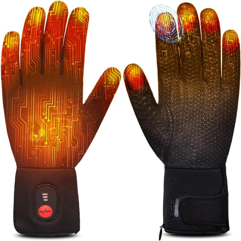 Photo 1 of Heated Glove Liners for Men Women,Rechargeable Electric Battery Heating Riding Ski Snowboarding Hiking Cycling Hunting Thin Gloves Hand Warmer https://a.co/d/3M9YKbd