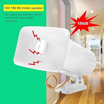 Photo 3 of Electronic Alarm Siren Horn 150dB Indoor/Outdoor Security Siren DC 12V for Home Security System - White