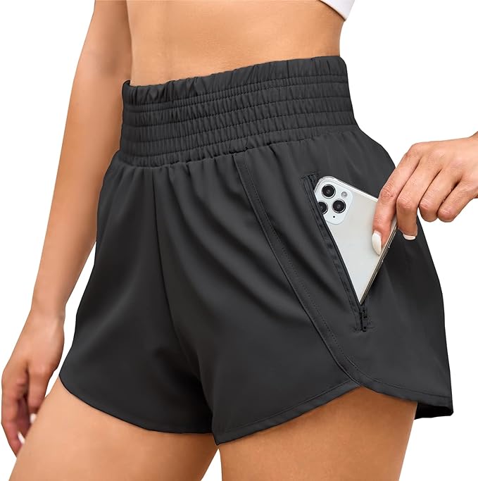 Photo 1 of Athletic Shorts for Women Elastic High Waist Running Shorts with Pocket Comfy Casual Summer Workout Shorts with Liner SIZE XS 
