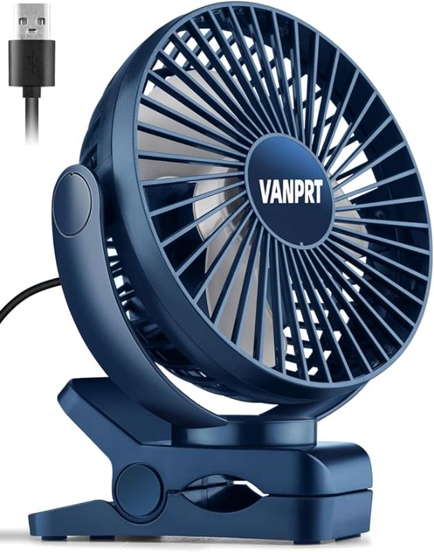 Photo 1 of VANPRT 6'' USB Powered Desk Clip on Fan,Small But Powerful,Office Fan, Personal Fan, Portable Small Home Office Fan, 360° Rotation, 3 Speeds Wind Table Fan - Blue - (USB Cord Powered,No Battery)
