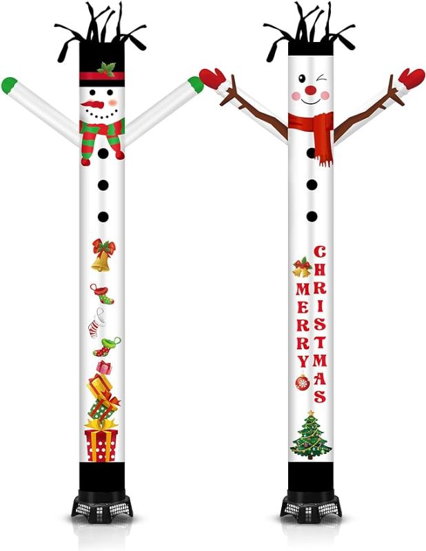 Photo 1 of Kinlop 2 Pack 20 Ft Christmas Inflatable Tube Man Attachment Snowman Wacky Waving Inflatable Tube Guy Air Fly Puppet Dancer for Christmas Patio Winter Outdoor Decor, Blower NOT Included