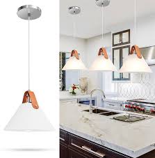 Photo 1 of Biewalk Milk Glass Pendant Lighting for Kitchen Island, Modern Pendant Light Fixtures Adjustable Hanging Ceiling Light Fixture 9.8 Inch 1 Pack