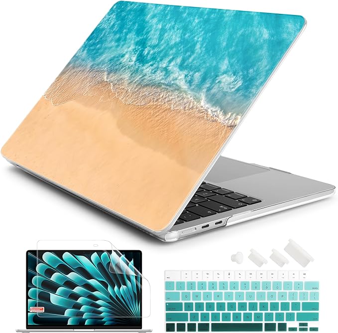 Photo 1 of Batianda Premium Case for New MacBook Air 15 inch 2024 2023 with M3 M2 Chip Model A3114/A2941, Designed Protective Plastic Hardshell & Keyboard Cover & Screen Protector, Beach
