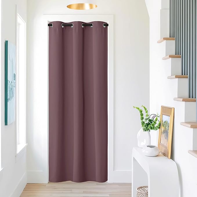Photo 1 of NICETOWN Heat Blocking Blackout Thermal Insulated Door Curtain, Privacy Room Separators Divider Wall, 60-70% Soundproof Noise Reducing Doorway Curtains, 42" W x 80" W, 1 Panel, Dry Rose
