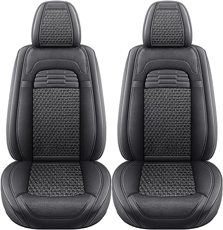 Photo 1 of hikeaglauto Car Seat Covers Front Set, Faux Leather Seat Covers for Cars SUV Super Breathable Universal Automotive Seat Covers Fit for Most Sedans (2 PCS, Black)
