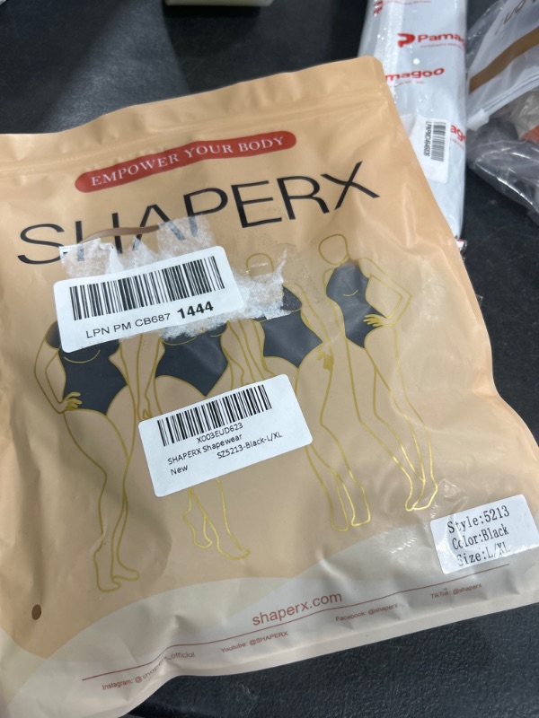 Photo 2 of SHAPERX Bodysuit for Women Tummy Control Shapewear Seamless Sculpting Thong Body Shaper Tank Top L/XL Black Brief