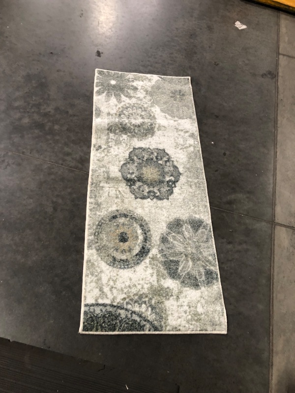 Photo 1 of ***USED - DIRTY - NO PACKAGING***
Mohawk Home Caravan Ornamental Floral Medallion 2' x 5' Area Rug - Grey - Perfect for Living Room, Dining Room, Office