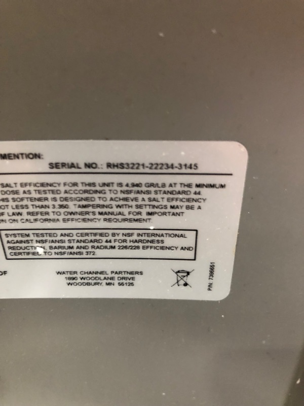 Photo 11 of ***NONREFUNDABLE - NOT FUNCTIONAL - FOR PARTS ONLY - SEE COMMENTS***
Rheem Preferred Platinum 42,000 Grain Water Softener with Wi-Fi Technology