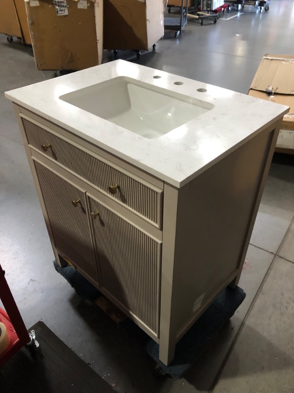 Photo 1 of ***NONREFUNDABLE - FOR PARTS ONLY - SEE COMMENTS***
allen + roth Sandbanks 30-in Greige Undermount Single Sink Bathroom Vanity with White Engineered Stone Top