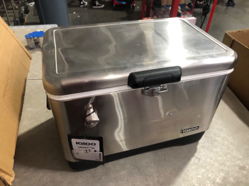 Photo 8 of ***DAMAGED - NO PACKAGING - SEE COMMENTS***
Igloo 54 Qt Steel Belted Legacy Stainless Steel Cooler with Bottle Opener