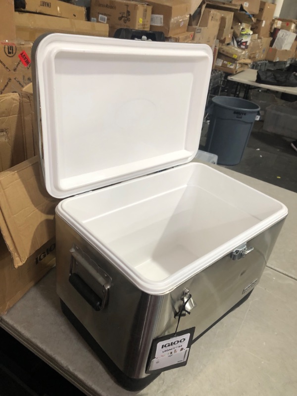 Photo 11 of ***DAMAGED - NO PACKAGING - SEE COMMENTS***
Igloo 54 Qt Steel Belted Legacy Stainless Steel Cooler with Bottle Opener