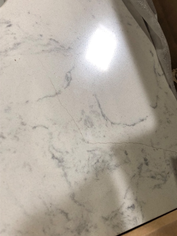 Photo 8 of ***MAJOR DAMAGE - MARBLE TOP CRACKED - SEE PICTURES - LIKELY MISSING PARTS***
allen + roth Brookview 30-in Slate Blue Undermount Single Sink Bathroom Vanity with Carrara Engineered Marble Top