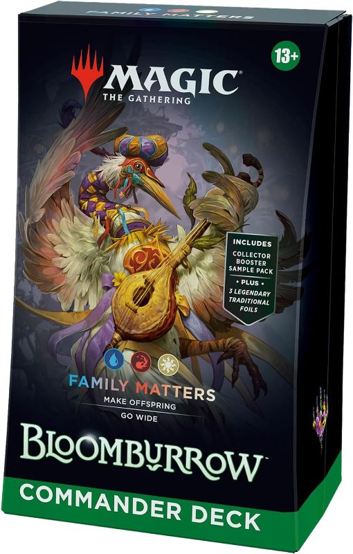 Photo 1 of **NONREFUNDABLE** Magic: The Gathering Bloomburrow Commander Deck - Family Matters (100-Card Deck, 2-Card Collector Booster Sample Pack + Accessories)
