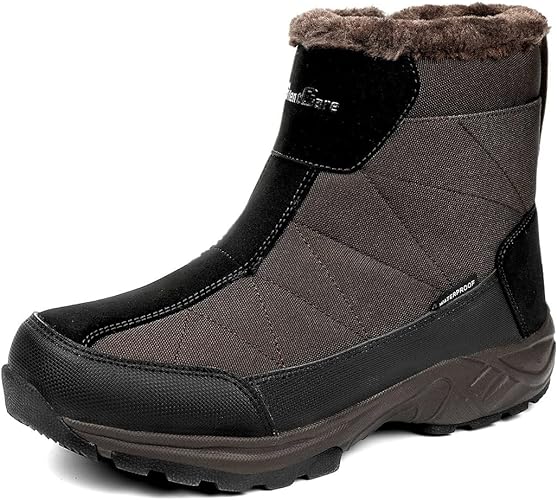 Photo 1 of SILENTCARE Men's Warm Snow Boots, Fur Lined Waterproof Winter Shoes, Anti-Slip Lightweight Ankle Boot (10)