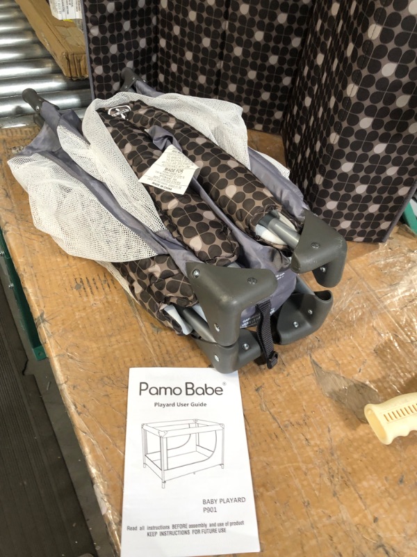 Photo 3 of *READ NOTES*
Pamo Babe Portable Crib Baby Playpen with Mattress and Carry Bag (Grey)