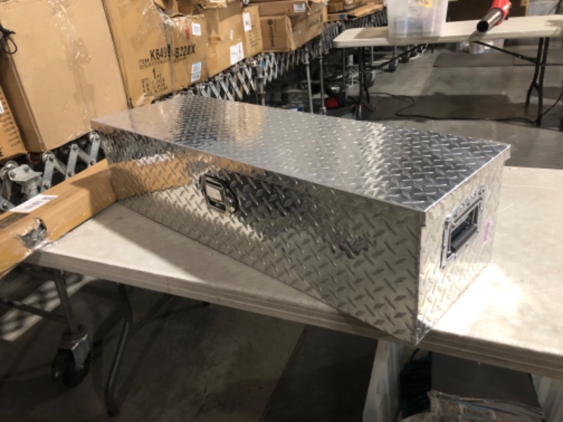 Photo 1 of ***DAMAGED - SEE COMMENTS***
Diamond Plate Tool Box with Side Handle and Lock Keys, 39"x13"x10", Silver
