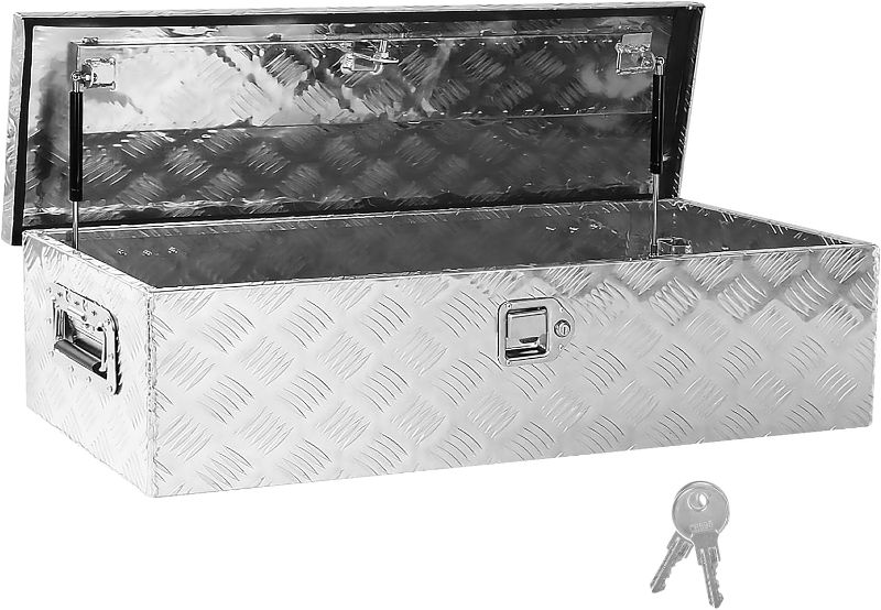 Photo 1 of ***DAMAGED - SEE COMMENTS***
Diamond Plate Tool Box with Side Handle and Lock Keys, 39"x13"x10", Silver