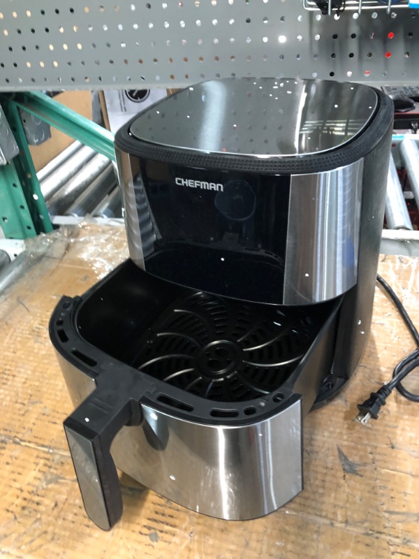 Photo 1 of Chefman TurboFry® Touch Air Fryer, XL 8-Qt Family Size, One-Touch Digital Control Presets, French Fries, Chicken, Meat, Fish, Nonstick Dishwasher-Safe Parts, Automatic Shutoff, Stainless Steel 8 QT Air Fryer