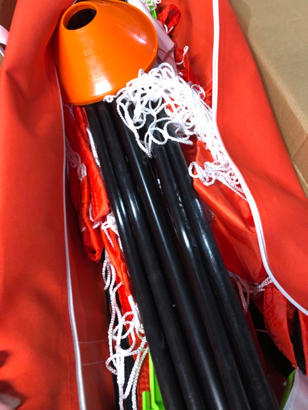 Photo 5 of GoSports Elite Futsal Soccer Goal - 3M x 2M Size, Foldable Bow Type Frame and Net - Play & Train Like The Pros, Includes Carry Bag and Agility Cones, Red