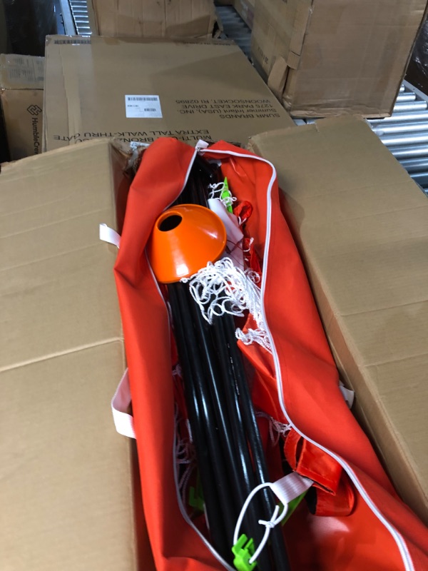 Photo 6 of GoSports Elite Futsal Soccer Goal - 3M x 2M Size, Foldable Bow Type Frame and Net - Play & Train Like The Pros, Includes Carry Bag and Agility Cones, Red