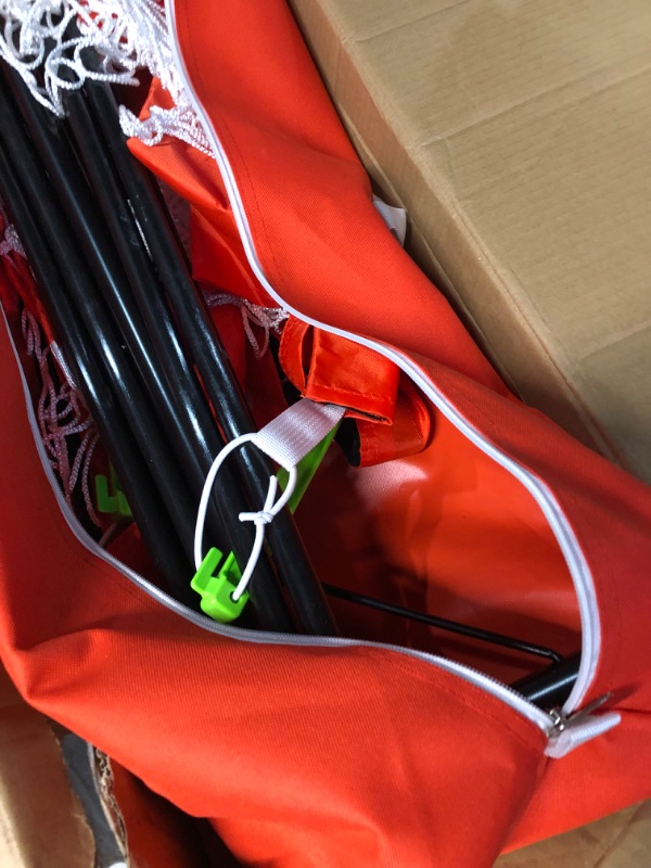 Photo 4 of GoSports Elite Futsal Soccer Goal - 3M x 2M Size, Foldable Bow Type Frame and Net - Play & Train Like The Pros, Includes Carry Bag and Agility Cones, Red