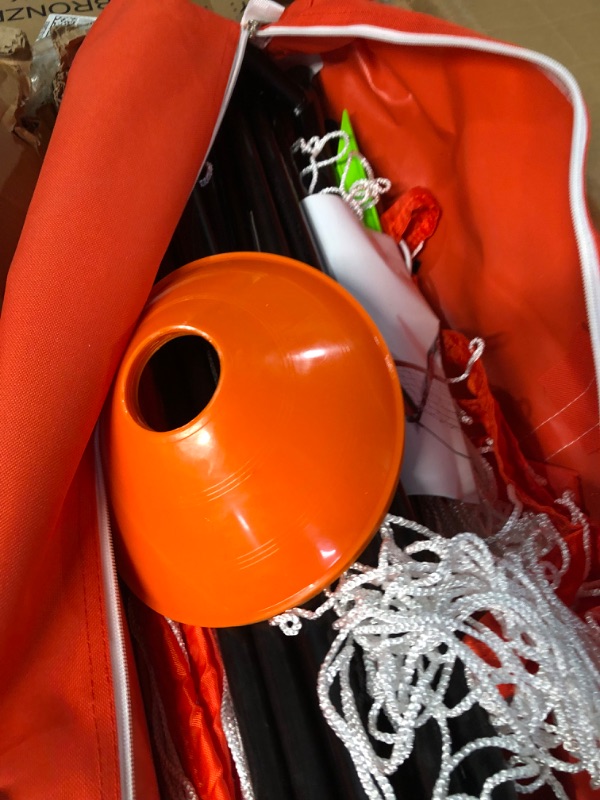 Photo 9 of GoSports Elite Futsal Soccer Goal - 3M x 2M Size, Foldable Bow Type Frame and Net - Play & Train Like The Pros, Includes Carry Bag and Agility Cones, Red