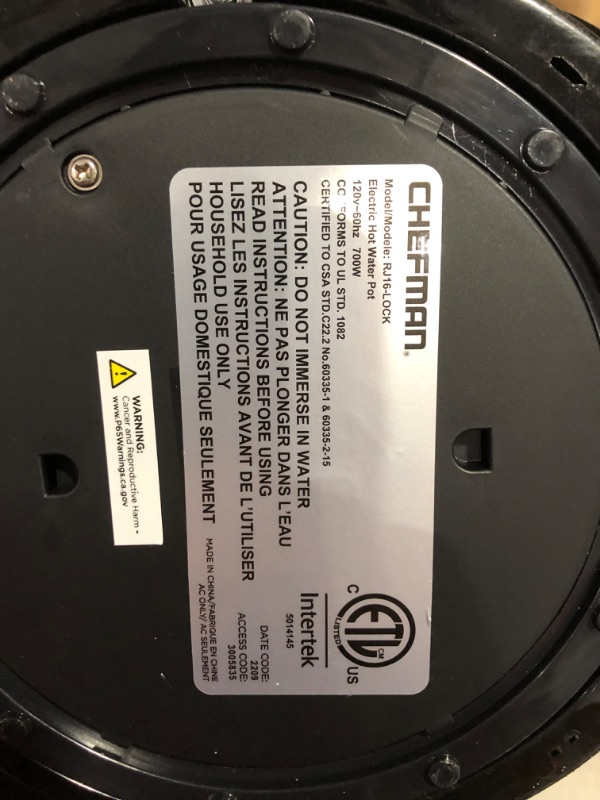 Photo 5 of ***DAMAGED - DENTED - UNABLE TO TEST - LIKELY MISSING PARTS***
Chefman Electric Hot Water Pot Urn w/Auto & Manual Dispense Buttons, 5.3L/5.6 Qt/30+ Cups