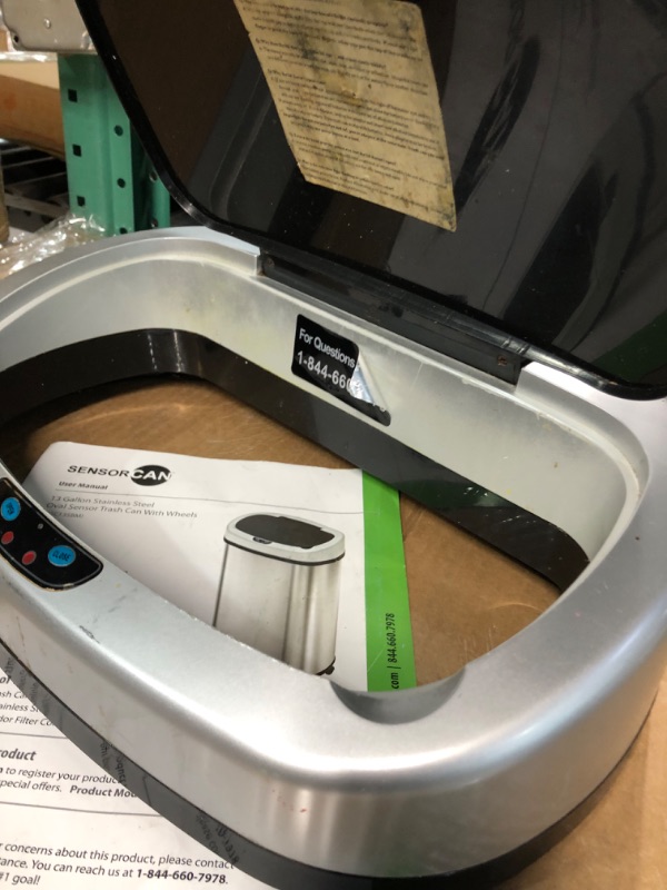 Photo 8 of *NON FUNCTIONAL* SIGNS OF USAGE/OPENED
iTouchless SoftStep 13.2 Gallon Kitchen Step Trash Can with Advance Odor Filter System, New Model 50 L & Gentle Lid Open and Close & Odor Removers 3-Pack Biodegradable Deodorizer 13 Gal Silver With Absorbx Filter Tra