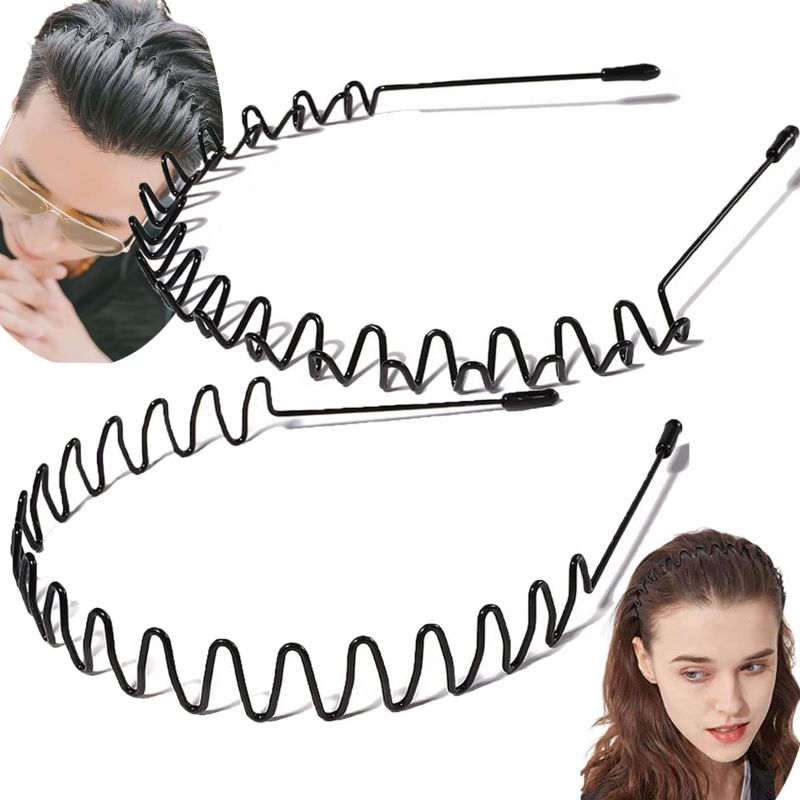 Photo 1 of *NON REFUNDABLE BUNDLE*
Metal Hair Bands Men Headbands For Women For Washing Face Make Up Skicare - Head Bands For Women's Hair Non Slip - Women Headbands Wavy Spring Wire Sports Hair Band (Wavy&small Zigzag) (2pack bundle/4 total)