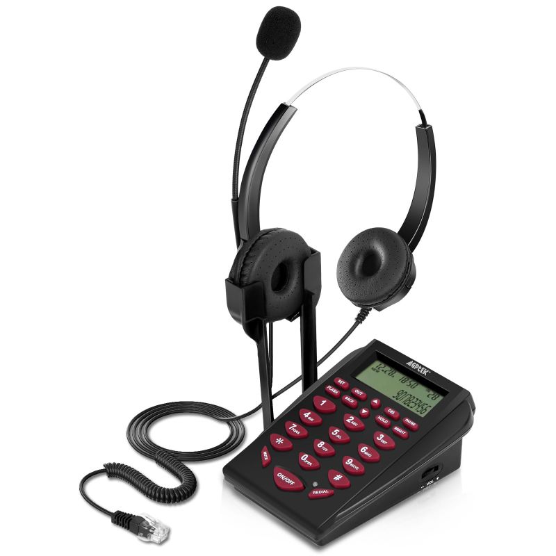 Photo 1 of AGPtEK Upgraded Call Center Phone, Corded Telephone with Binaural Headset & Dialpad for House Call Center Office - Noise Cancellation