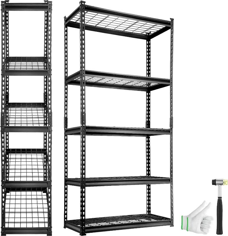 Photo 1 of (READ FULL POST) Storage Shelving Unit, 5-Tier Adjustable, 2000 lbs Capacity, Heavy Duty Garage Shelves Metal Organizer Wire Rack, Black, 36" L x 16" W x 72" H for Kitchen Pantry Basement Bathroom Laundry Closet
