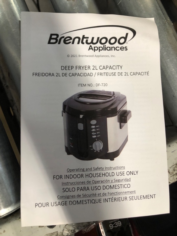 Photo 3 of **PARTS ONLY NON REFUNDABLE** Brentwood Electric Appliances DF-720 8-Cup Deep Fryer, Silver