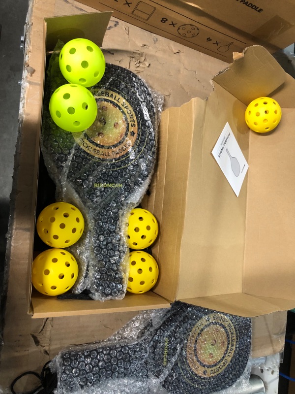 Photo 2 of **missing one pickleball.**
BISONCAN Pickleball Paddles - Pickleball Balls Set with 4 Wood paddles\ Pickleball Balls & Carry Bag All wood-Black