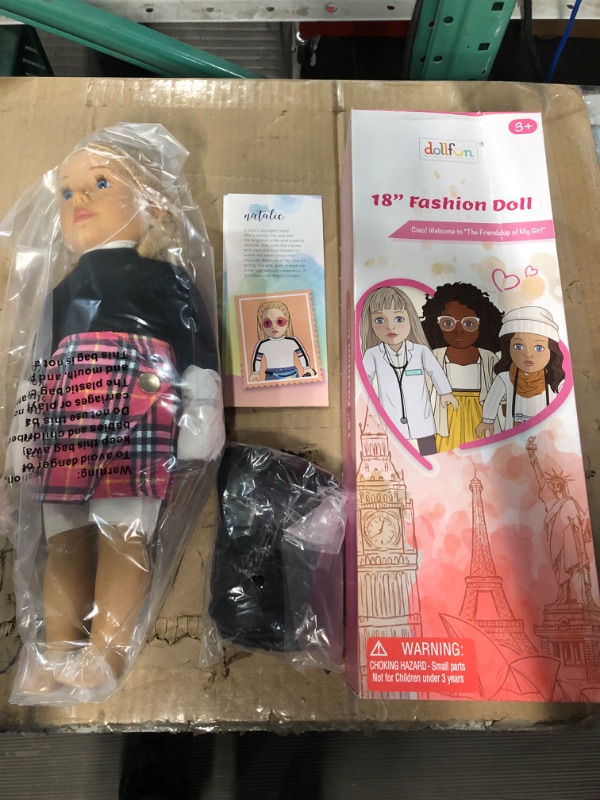 Photo 2 of DOLLFUN College Girls 18 inch Fashion Doll Set Jeanne(Fashion Lover) Fashion Dress Up Doll with Hair for Styling, Clothes, Shoes and Accessories. Blonde Hair and Blue Eyes, Caucasian Jeanne/Fashion Lover