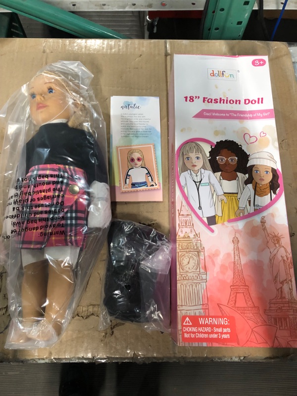 Photo 1 of DOLLFUN College Girls 18 inch Fashion Doll Set Jeanne(Fashion Lover) Fashion Dress Up Doll with Hair for Styling, Clothes, Shoes and Accessories. Blonde Hair and Blue Eyes, Caucasian Jeanne/Fashion Lover