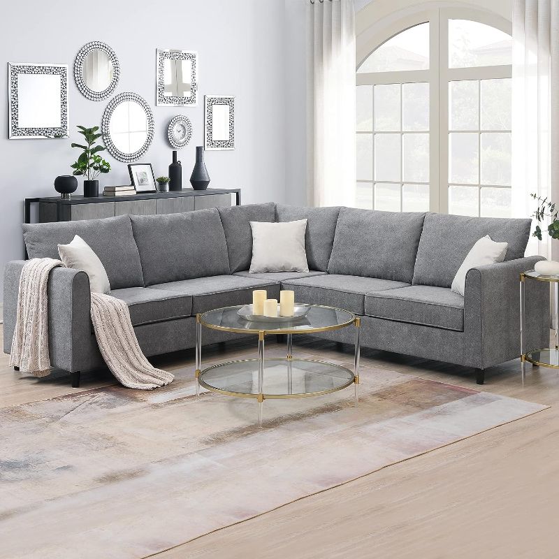 Photo 1 of (READ FULL POST)  BOX 5 OF 5 L SHAPE COUCH GREY WITH 3 PILLOWS  STOCK PHOTO FOR REFRENCE | NOT COMPLETE SET 
