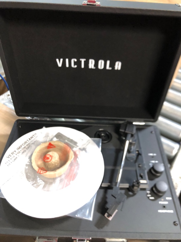 Photo 1 of Victrola Vintage 3-Speed Bluetooth Portable Suitcase Record Player with Built-in Speakers | Black, Model Number: VSC-550BT-BK, 1SFA