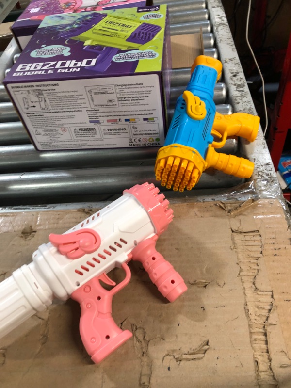 Photo 1 of 2 Packs Bubble Guns with Lights, Bubble Machine Gun with 2 Bubble Solution, Automatic Bubble Blower Maker 