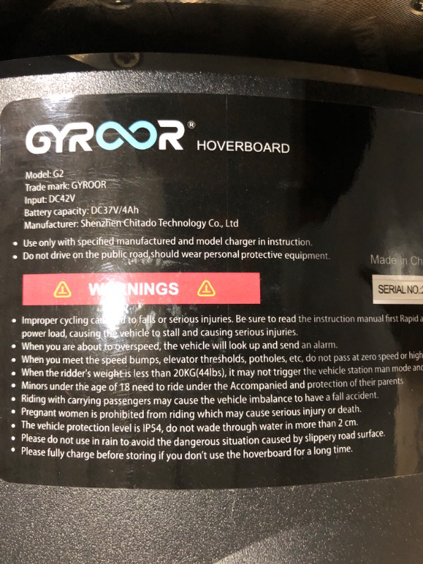 Photo 6 of * important * see clerk notes *
Hover-1 Superfly Electric Hoverboard, 7MPH Top Speed, 6 Mile Range, Long Lasting Li-Ion Battery