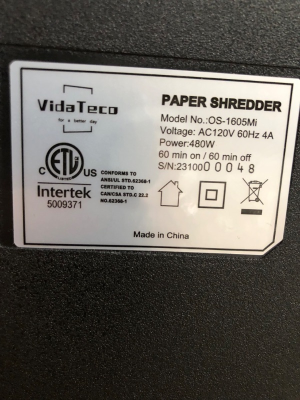 Photo 5 of Paper Shredder for Home Office Heavy Duty ,VidaTeco 18-Sheet Micro Cut Shredder for Shred CD/Card with 7.9-Gal Extra Large Bin,AUTO Jam Proof