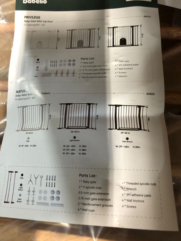 Photo 2 of Babelio Metal Baby Gate with Wood Pattern, 29-48 Inch (Pack of 1)