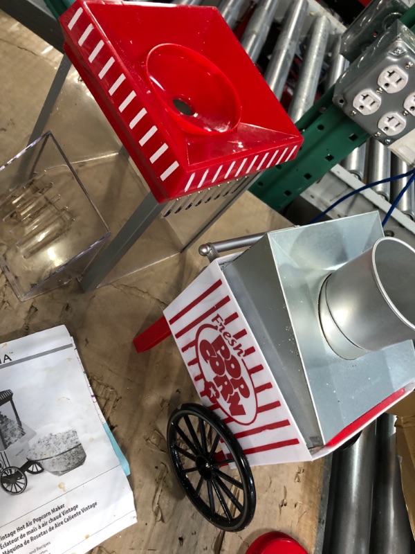 Photo 2 of ***READ NOTES BELOW***Nostalgia Vintage Table-Top Popcorn Maker, 12 Cups, Hot Air Popcorn Machine with Measuring Cap, Oil Free, White and Red Red/White