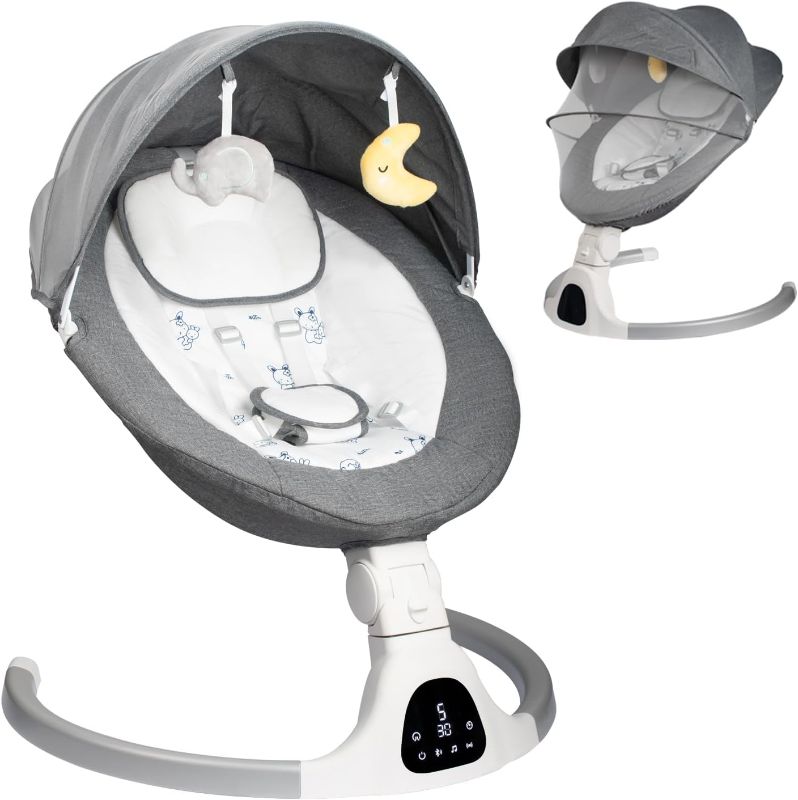 Photo 1 of 4moms MamaRoo Multi-Motion Baby Swing, Bluetooth Baby Swing with 5 Unique Motions, Grey