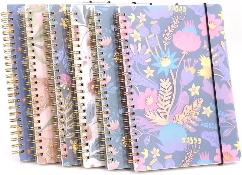 Photo 1 of Zegrox A5 Spiral Notebook Journals, Hardcover Spiral Journal, Thick paper 5.75"x 8.35", 160 Pages, Cute Blooming Floral, Back Pocket, for Gifts, Office, School Supplies