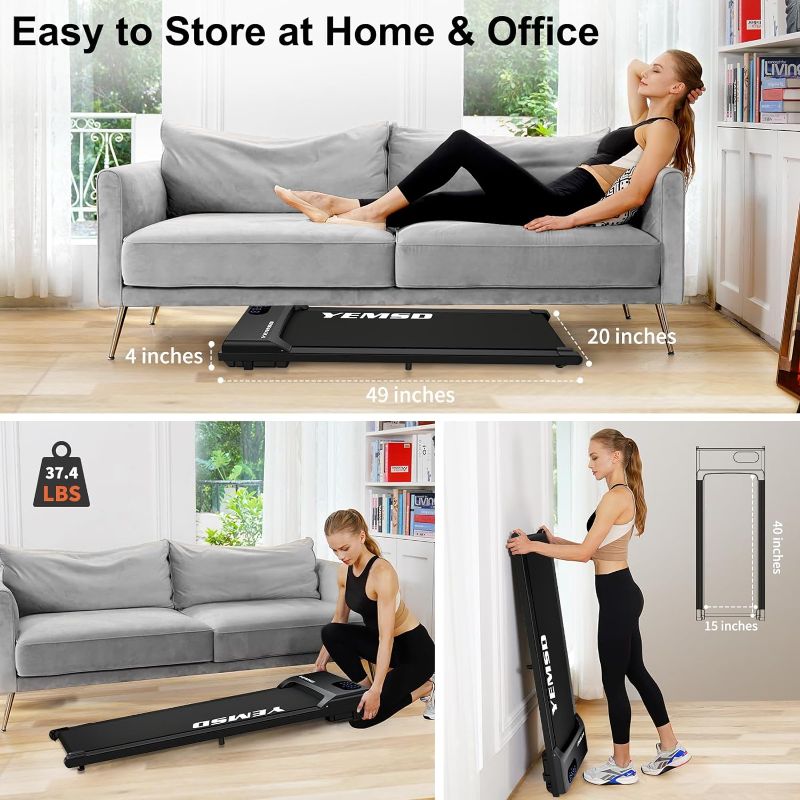 Photo 5 of (READ FULL POST) Yemsd Walking Pad, Under Desk Treadmill 2.25HP, Walking Pad Treadmill for Home Office with LED Display, Remote Controller, 242LBS Weight Capacity Black