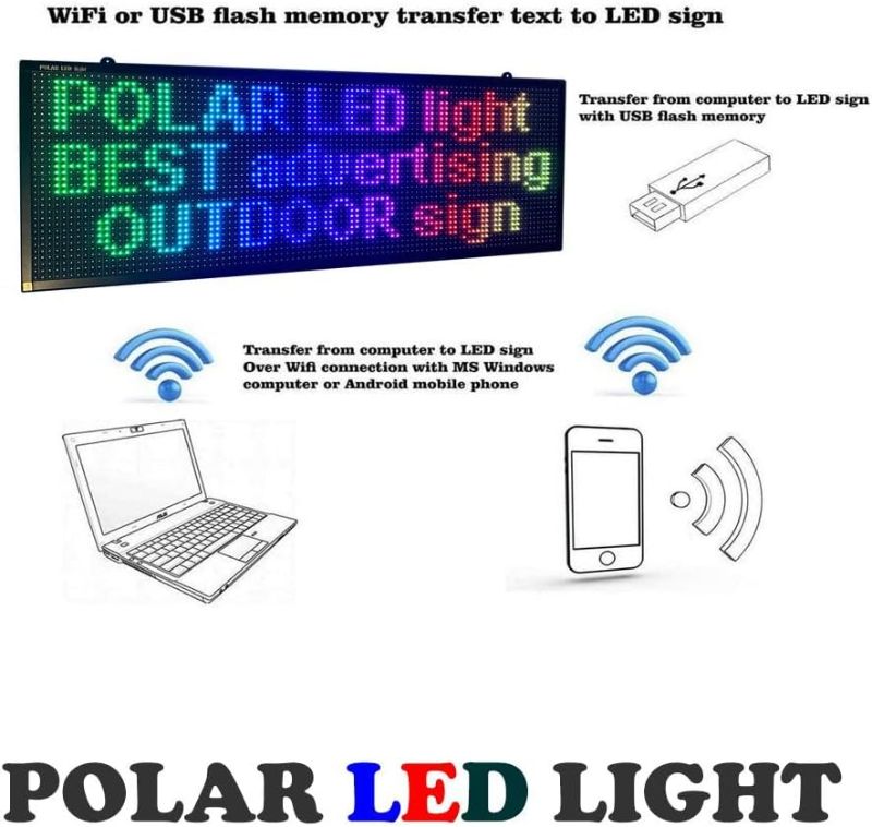 Photo 1 of LED sign with WiFi, RGB color sign 40 x 9" with high resolution P6, and new SMD technology with integrated power supply. Perfect solution for advertising