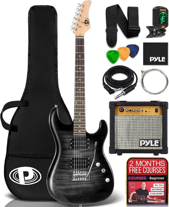 Photo 1 of 
Pyle Electric Guitar Kit with Amp, Full Size Instrument with Humbucker Pickups, Guitarra Electrica Amplifier and Beginner Bundle Accessories, 39" Black