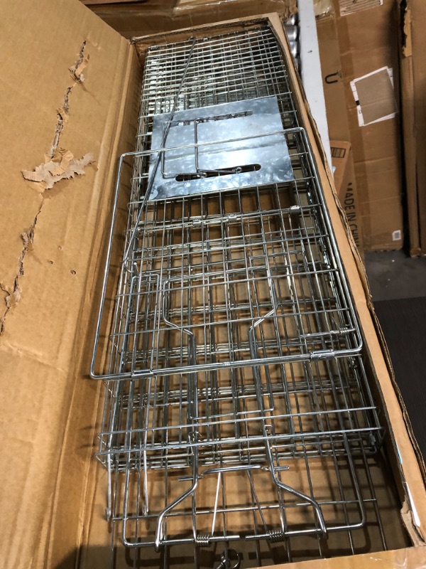 Photo 2 of SZHLUX 32" Live Animal Cage Trap, Heavy Duty Folding Raccoon Traps, Humane Cat Trap