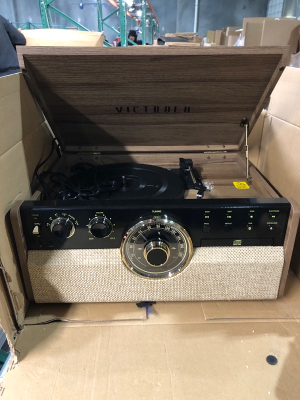 Photo 2 of (READ FULL POST) Victrola Empire Mid-Century 6-in-1 Turntable with 3 Speed Record Player, Bluetooth Connectivity, Radio, Cassette and CD Player